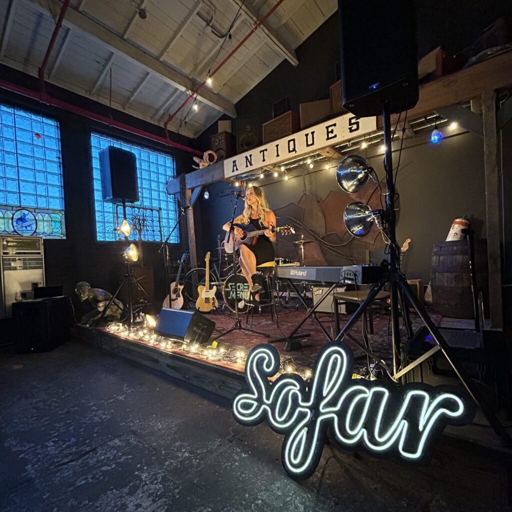 Mie performing —Amorphic Beer, SoFar Sounds, Milwaukee 2023.