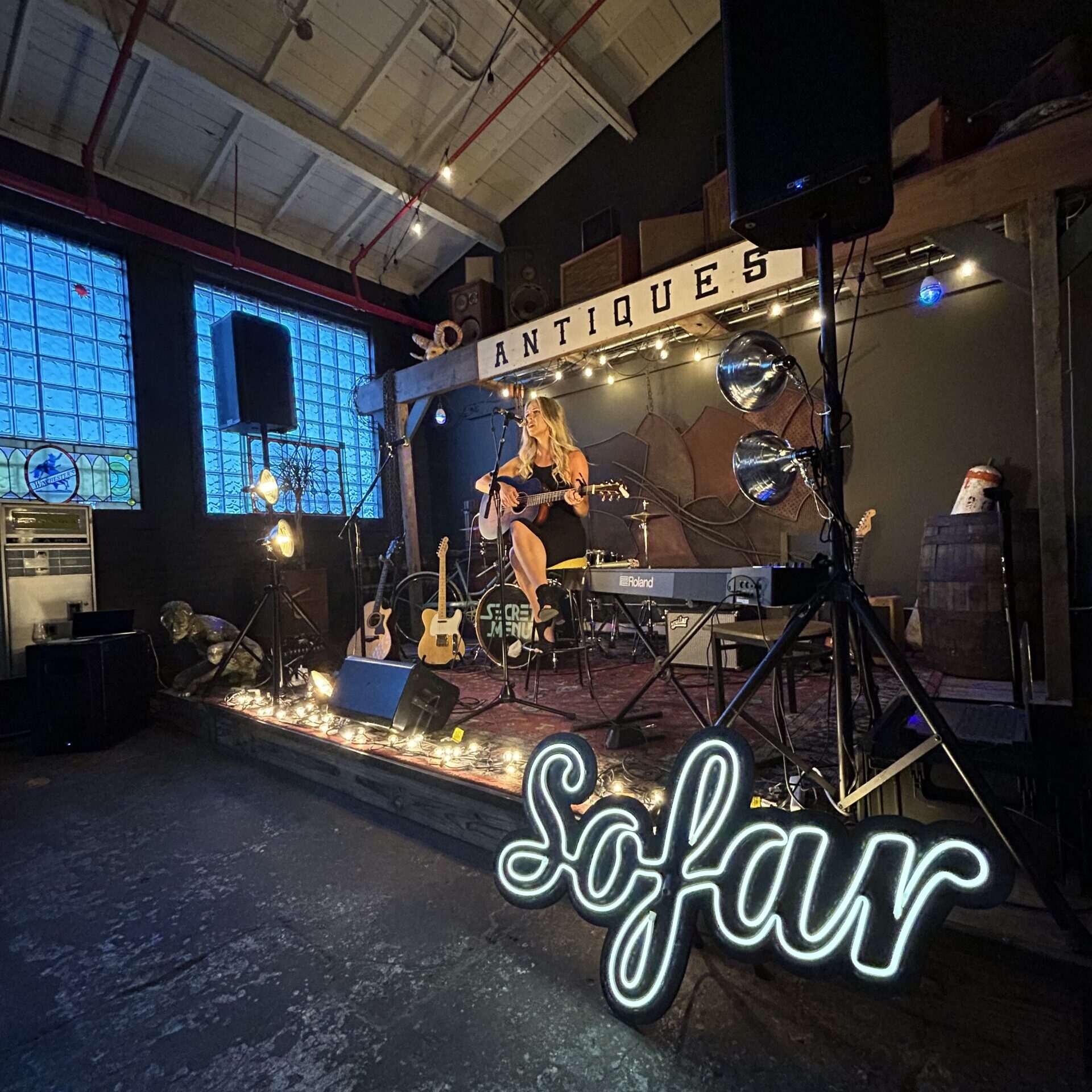 Mie performing —Amorphic Beer, SoFar Sounds, Milwaukee 2023.
